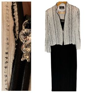 Vintage Collections by Lourea Formal 14 Ribbed Maxi Tank Top Dress Sparkle Coat